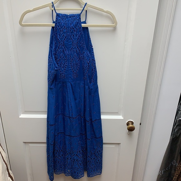 Parker Blue Cutout Floral Midi Dress Size XS - Picture 2 of 5